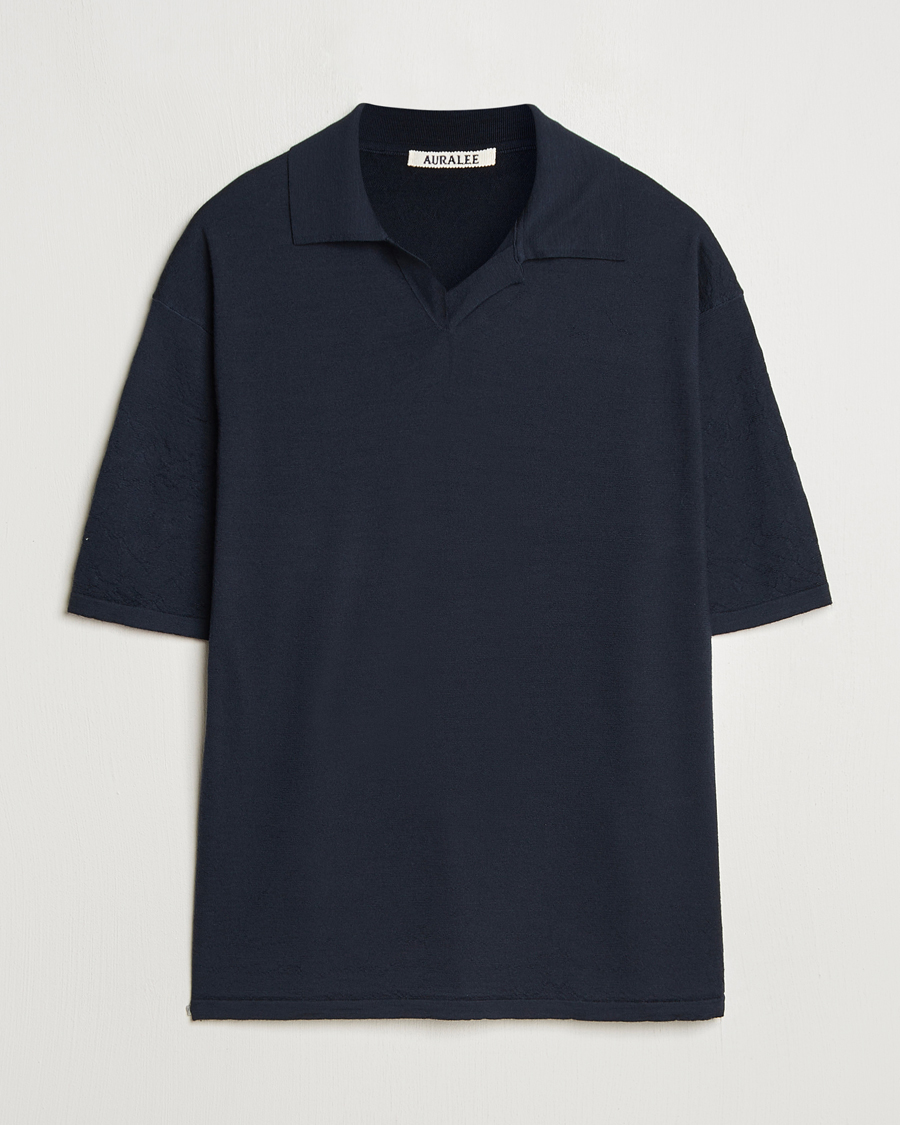 Herren | Pullover | Auralee | Wool Knit Polo Navy