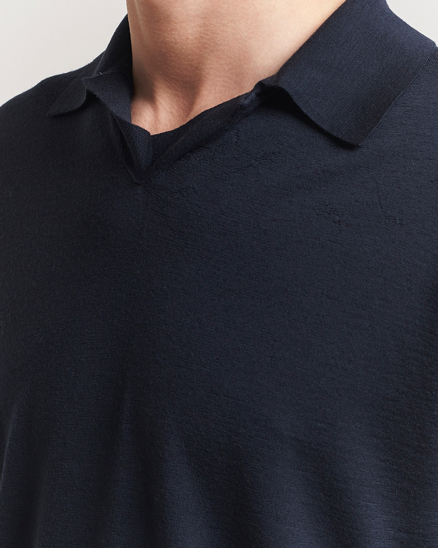 Herren | Pullover | Auralee | Wool Knit Polo Navy