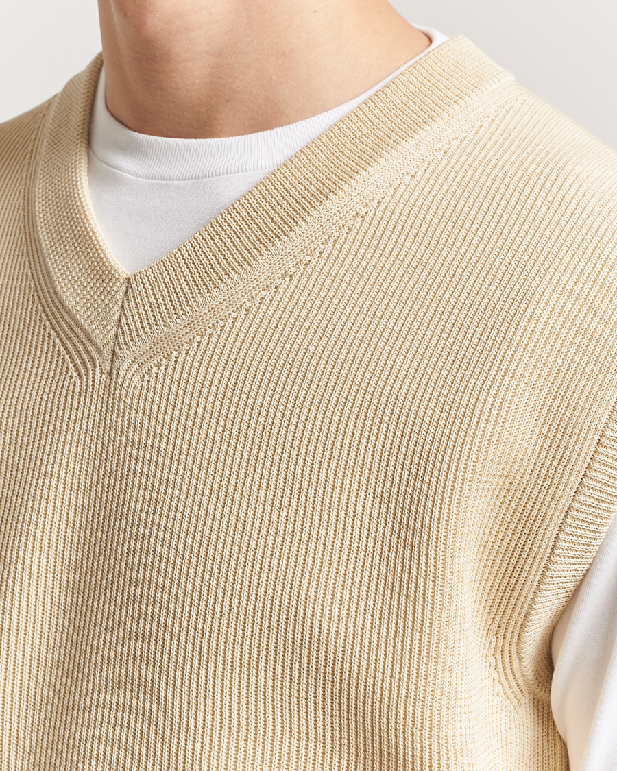 Herren | Pullover | Auralee | Rib Knit Vest Ivory