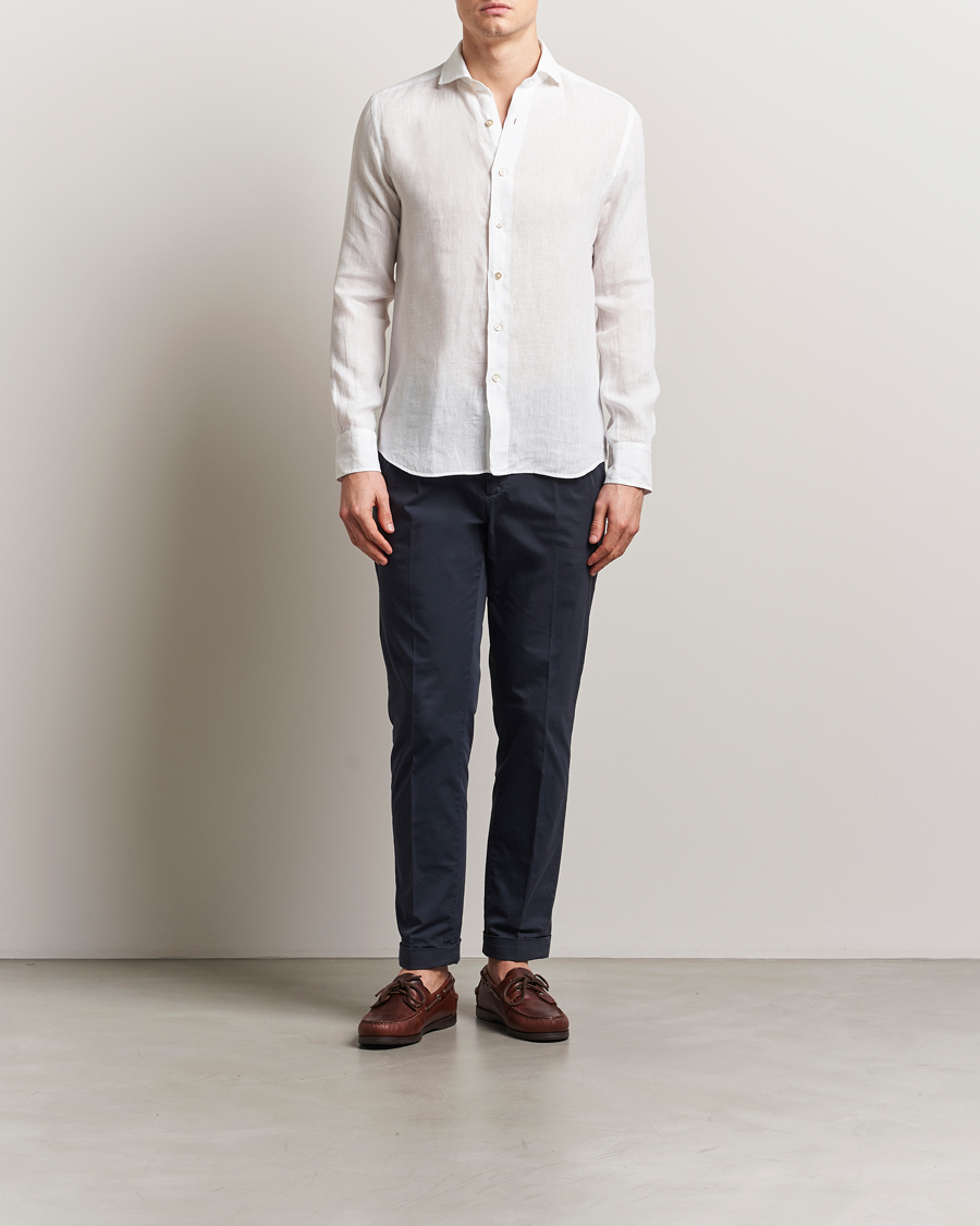 Herren | Hemden | Grigio | Linen Casual Shirt White