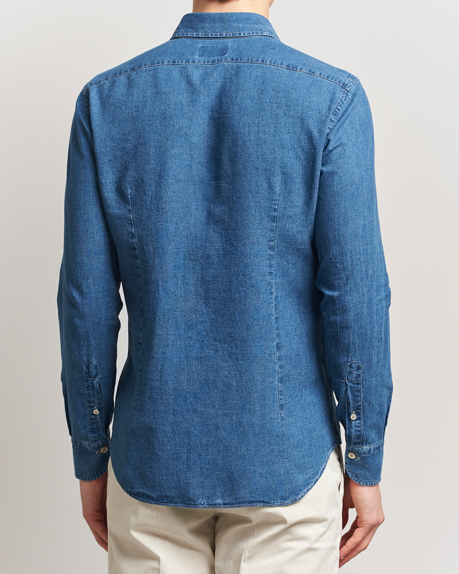 Herren | Hemden | Grigio | Cotton/Linen Denim Shirt Washed Indigo