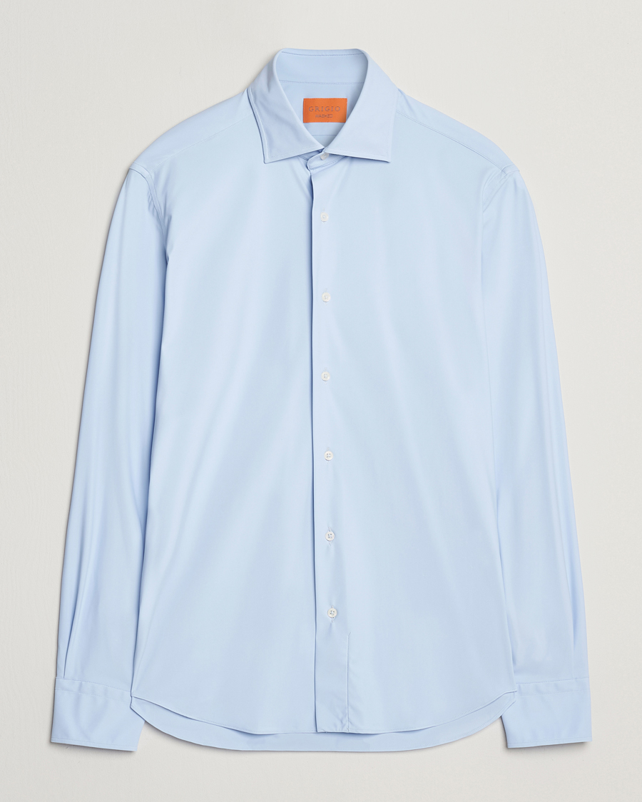 Herren | Hemden | Grigio | Jersey Stretch Shirt Light Blue