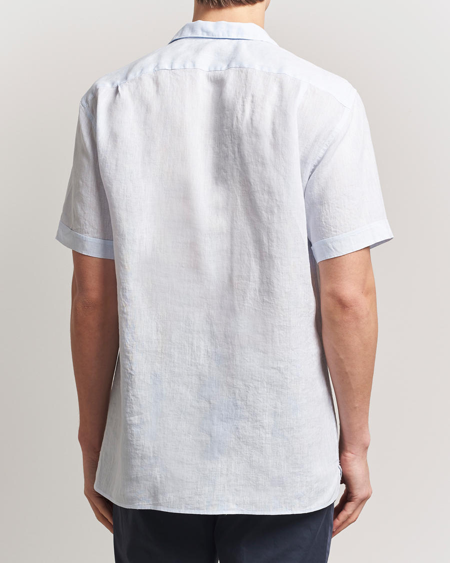 Herren | Hemden | Stenströms | Short Sleeve Linen Shirt Light Blue