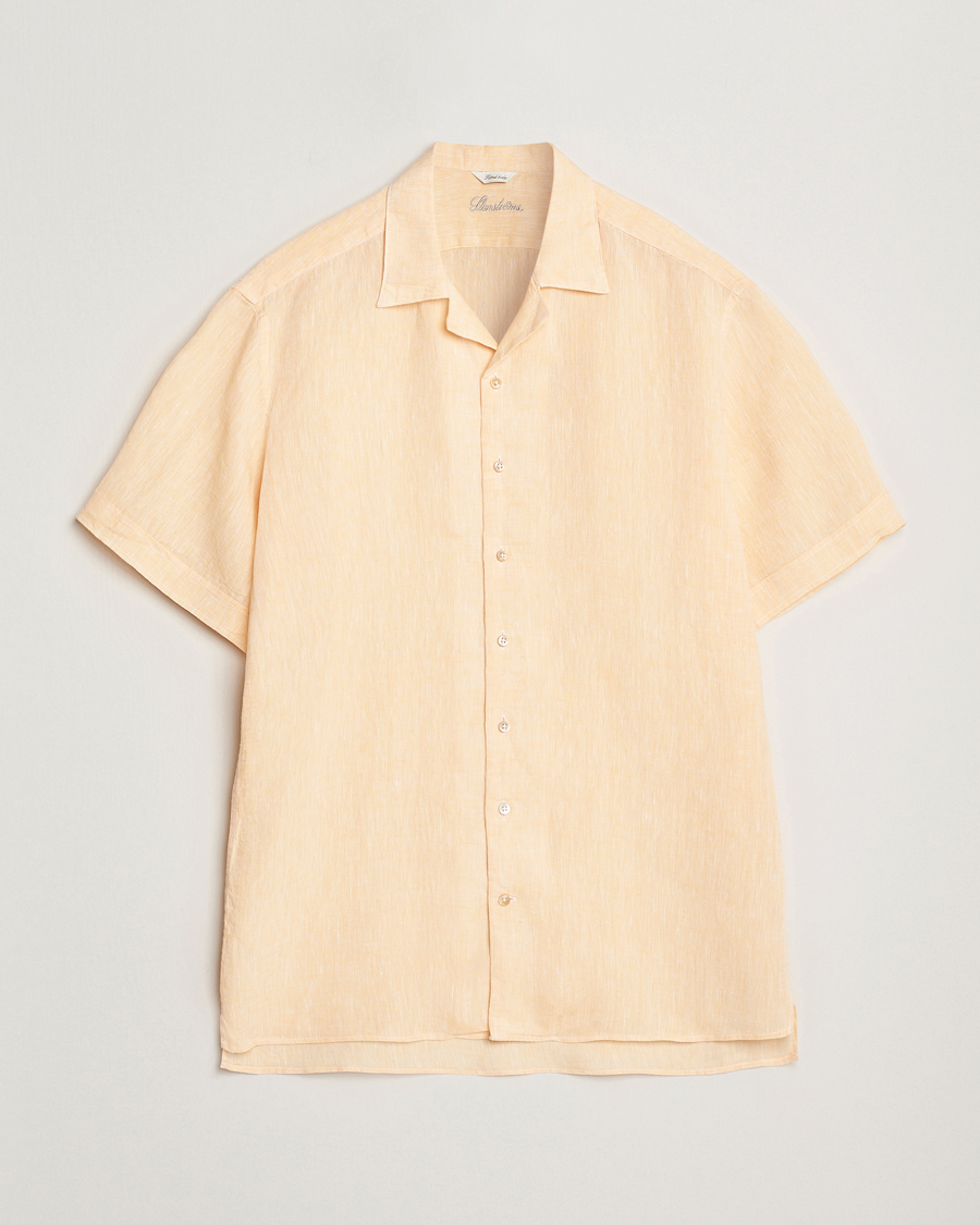 Herren | Hemden | Stenströms | Short Sleeve Linen Shirt Orange