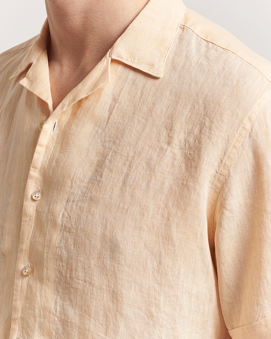 Herren | Hemden | Stenströms | Short Sleeve Linen Shirt Orange