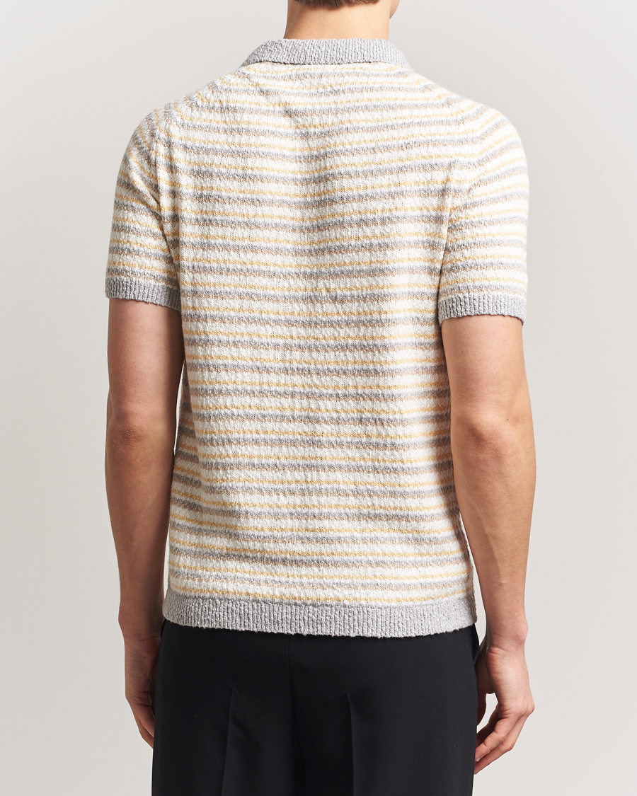 Herren | Poloshirts | Stenströms | Knitted Boucle Cotton Polo Stripe