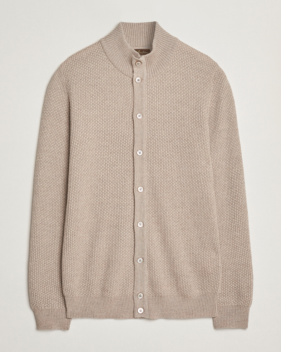 Herren | Pullover | Stenströms | Knitted Textured Merino Cardigan Beige