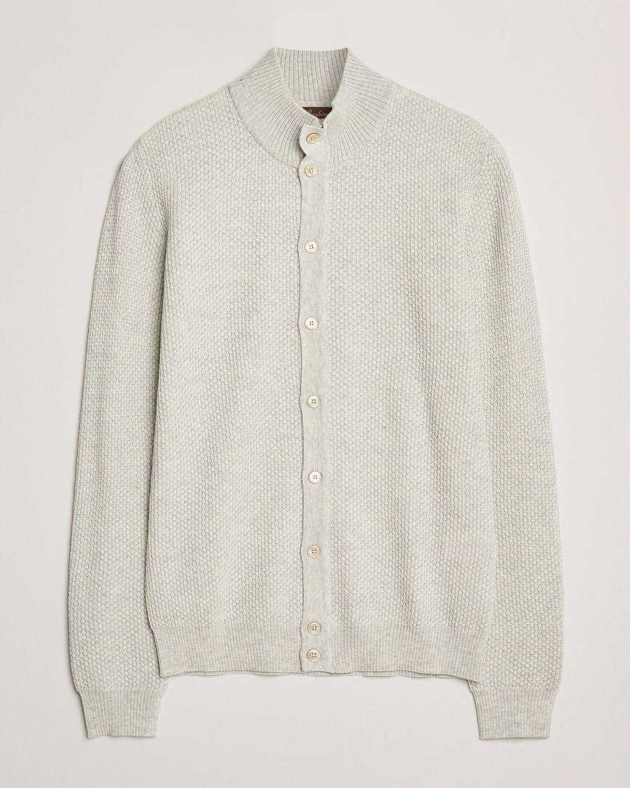 Herren | Pullover | Stenströms | Knitted Textured Merino Cardigan Grey
