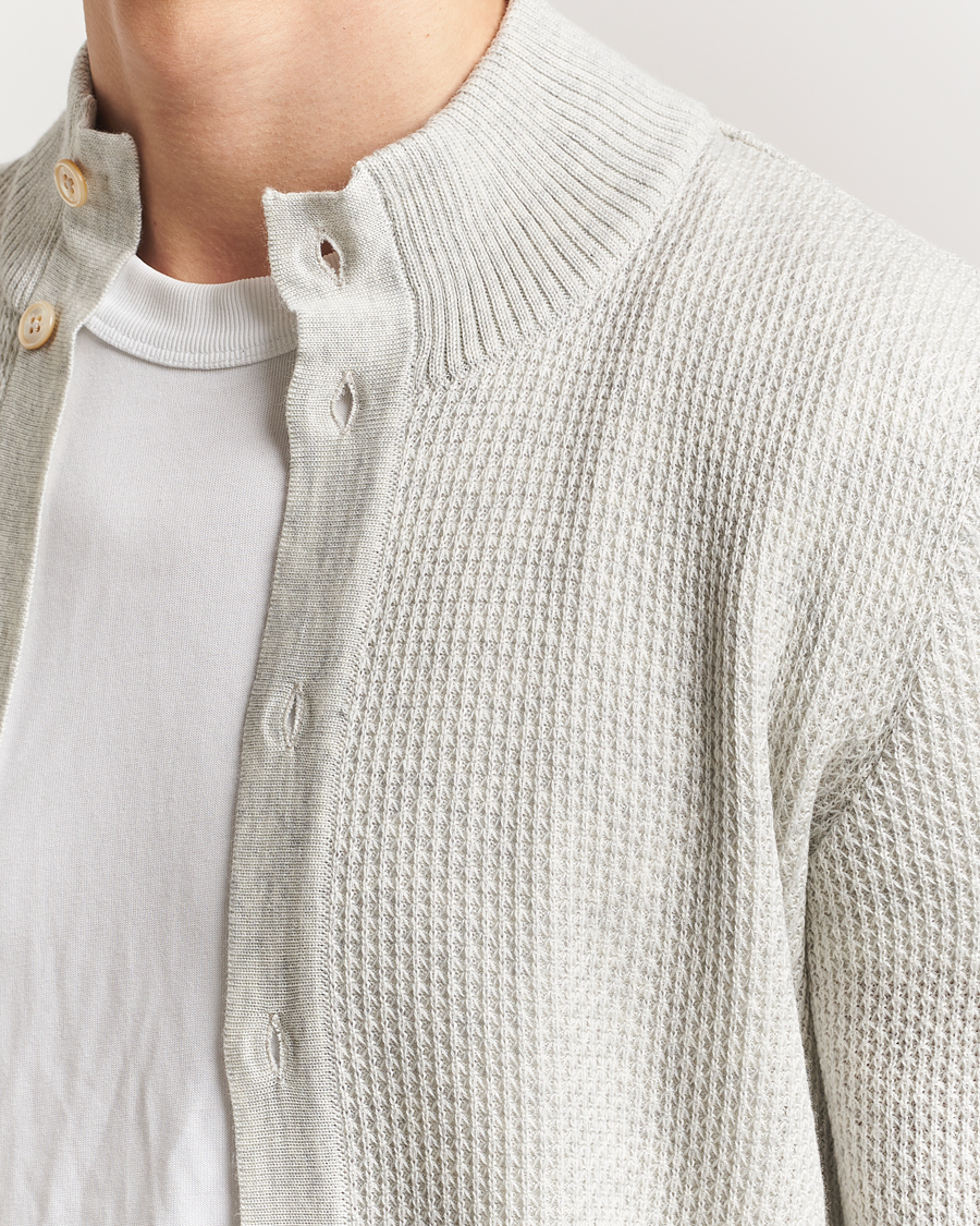 Herren | Pullover | Stenströms | Knitted Textured Merino Cardigan Grey