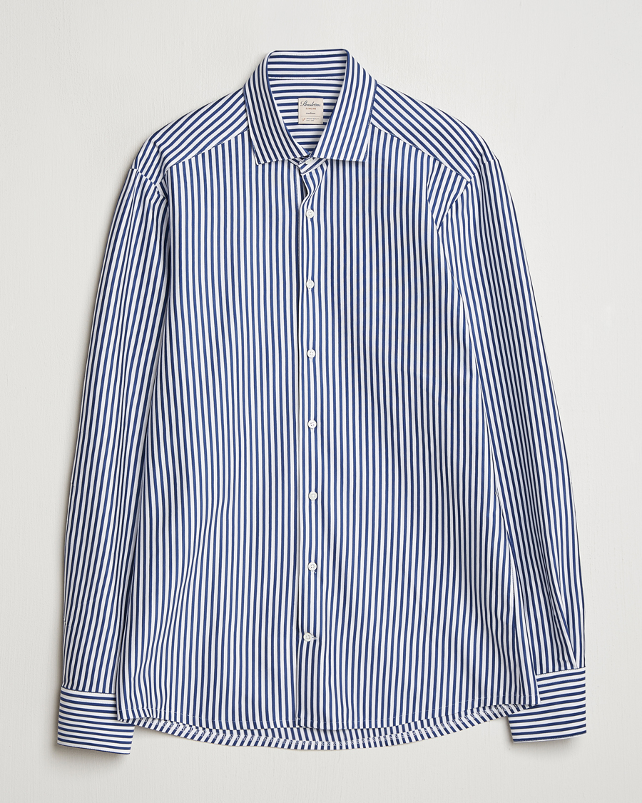 Herren | Hemden | Stenströms | Striped Jersey Shirt Navy