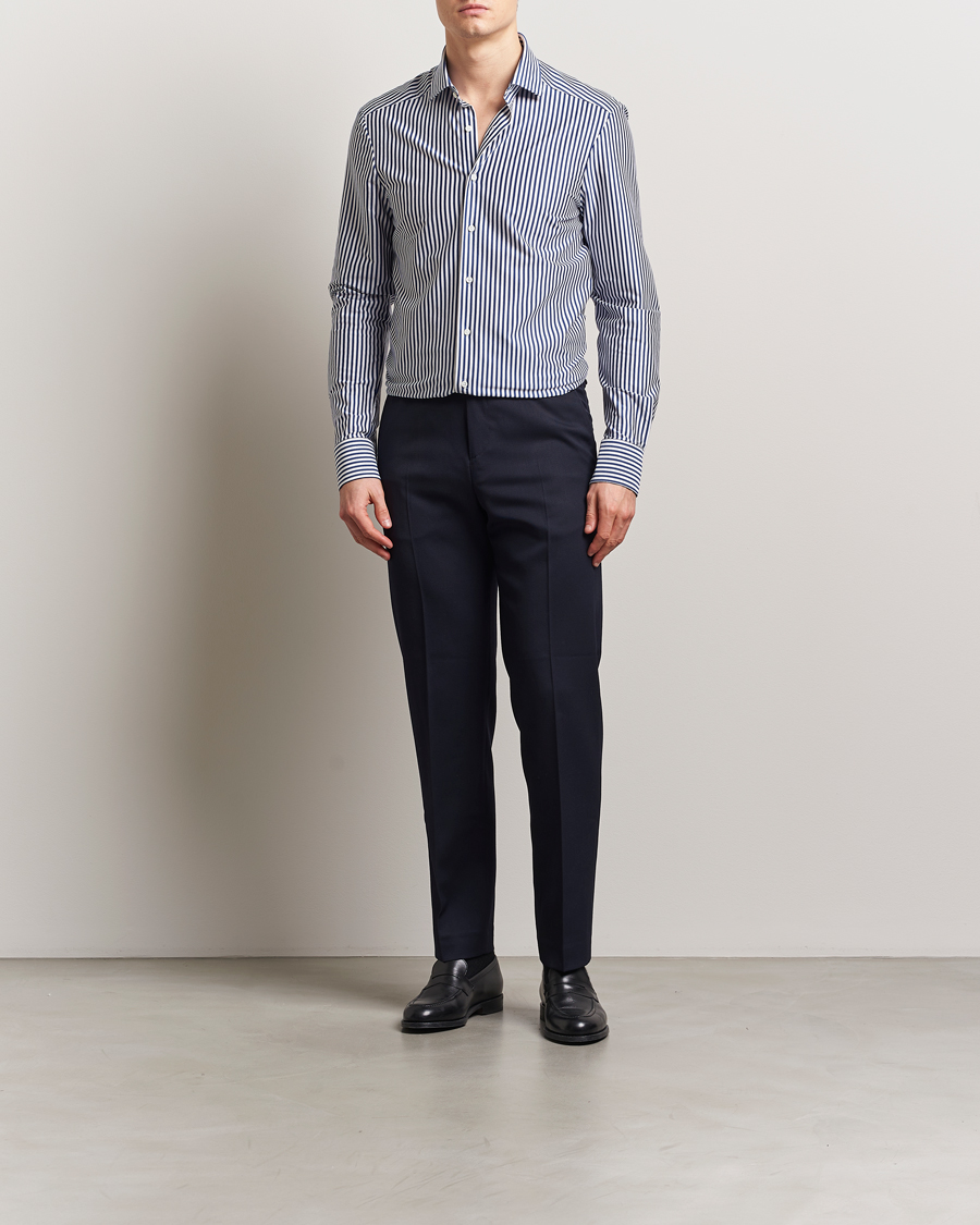 Herren | Hemden | Stenströms | Striped Jersey Shirt Navy