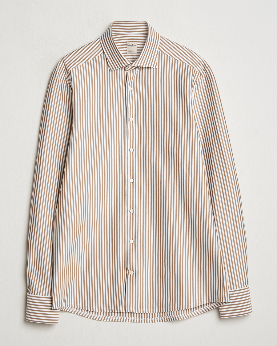 Herren | Hemden | Stenströms | Striped Jersey Shirt Beige