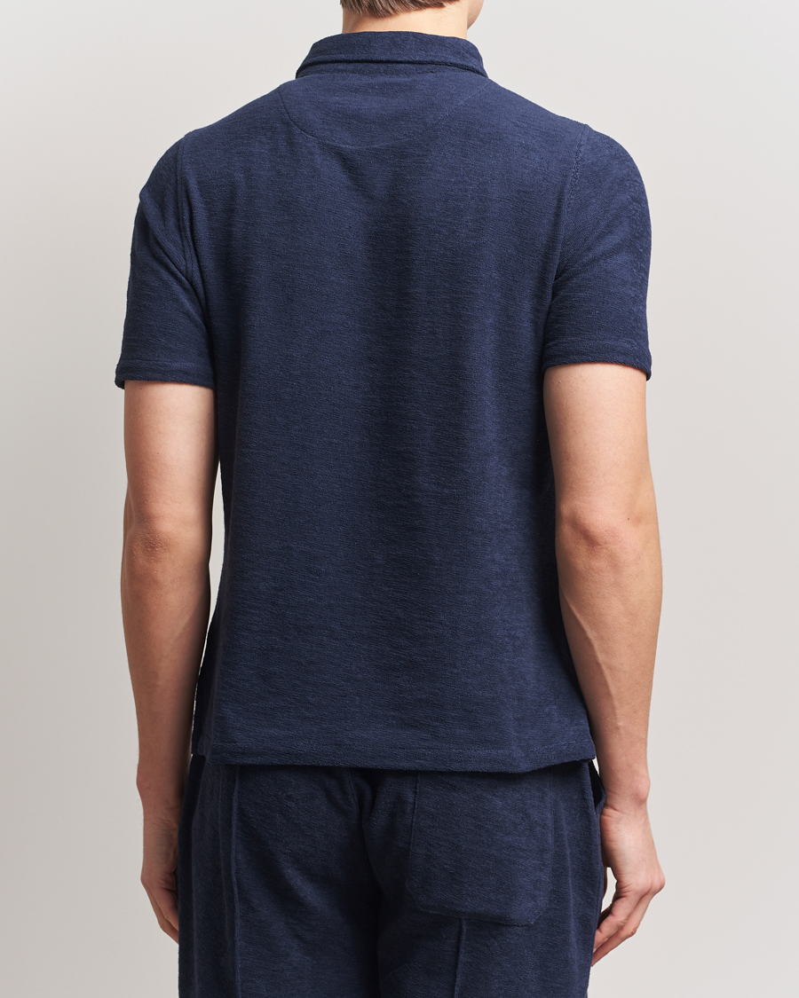 Herren | Poloshirts | Stenströms | Terry Slub Cotton Polo Navy