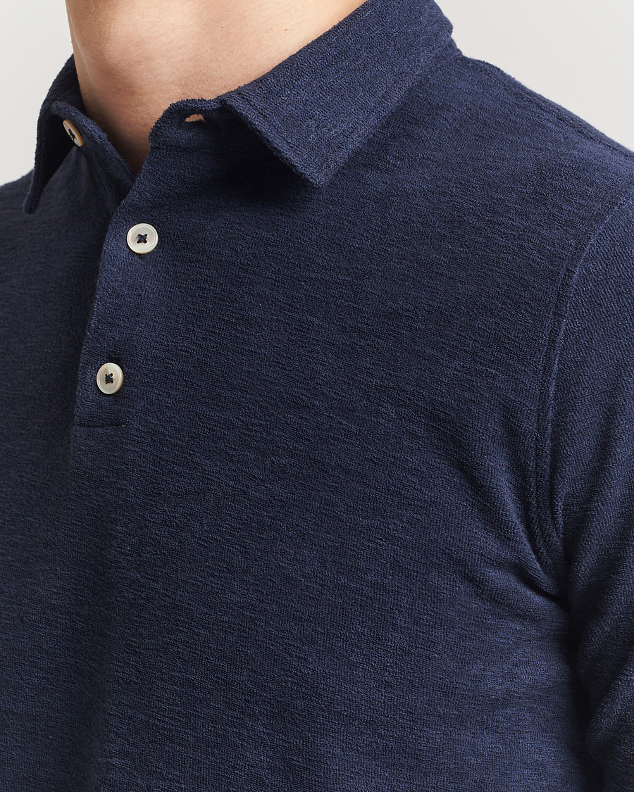 Herren | Poloshirts | Stenströms | Terry Slub Cotton Polo Navy