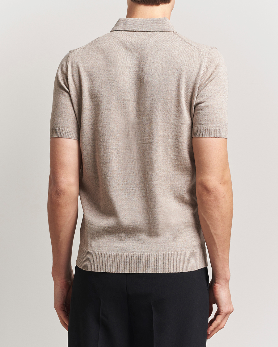 Herren | Poloshirts | Stenströms | Knitted Merino Polo Taupe