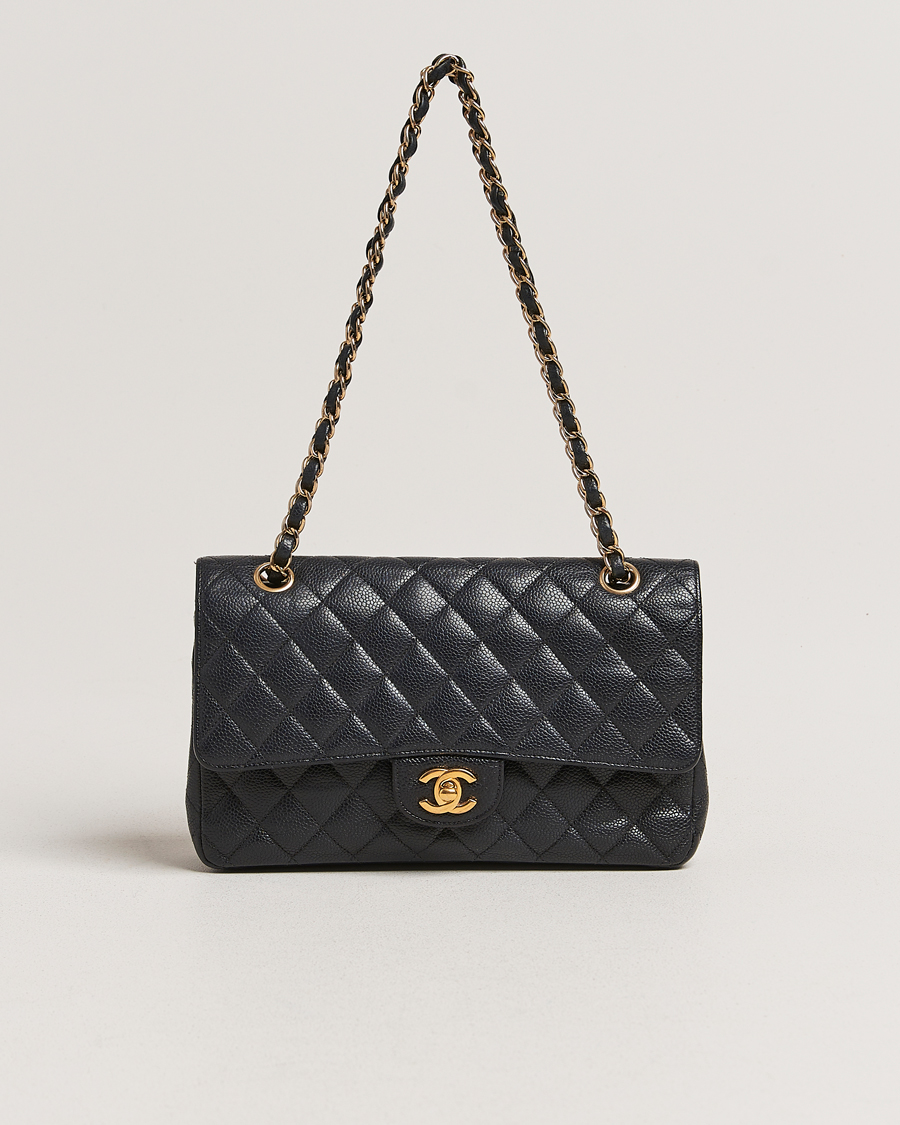 Herren | Chanel Pre-Owned Classic Medium Double Flap Bag Black Caviar | Chanel Pre-Owned | Classic Medium Double Flap Bag Black Caviar
