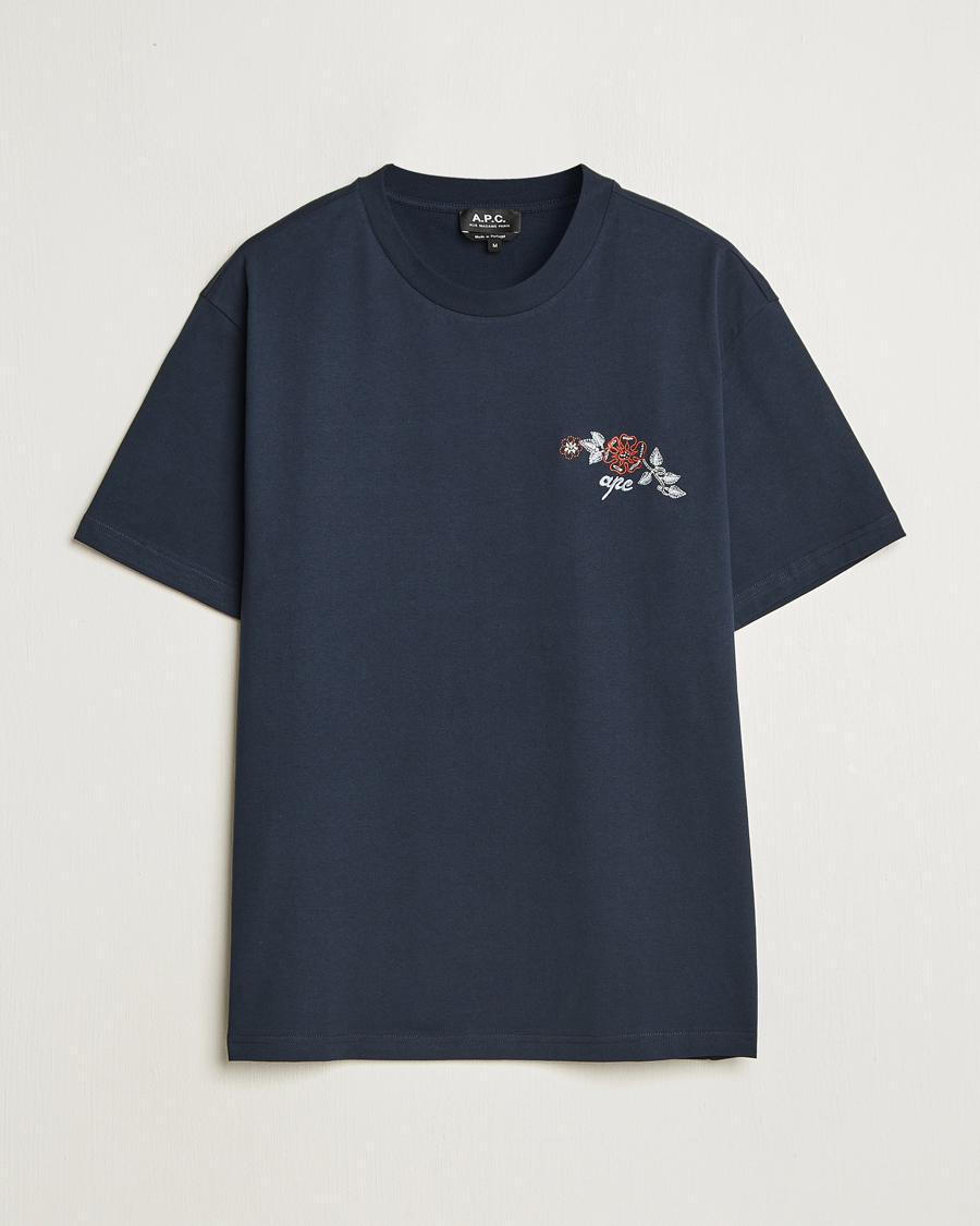 Herren | T-Shirts | A.P.C. | Oscar Embroidered T-Shirt Dark Navy