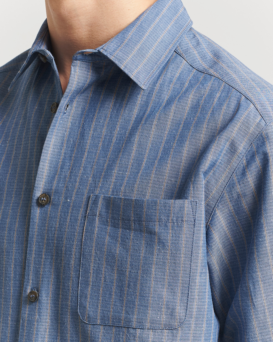 Herren | Hemden | A.P.C. | Malo Cotton/Linen Striped Overshirt Blue