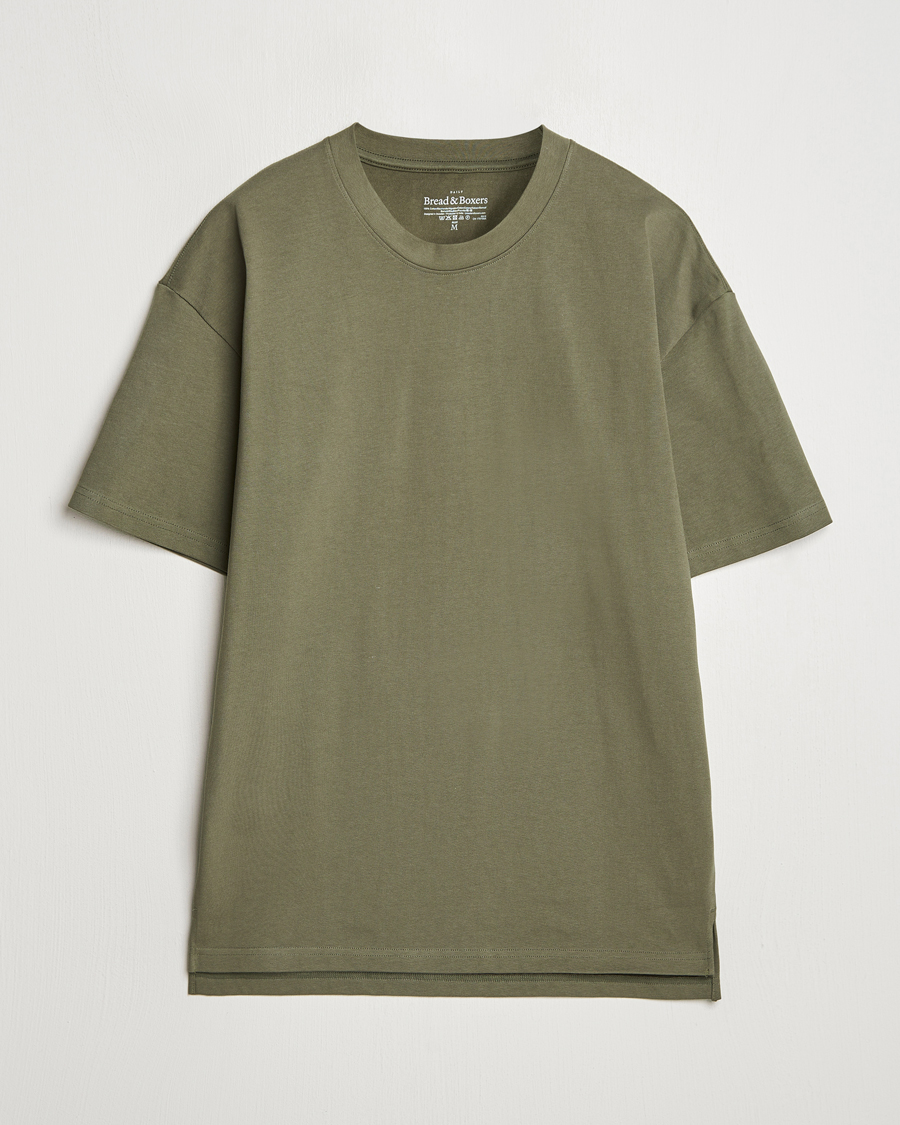 Herren | T-Shirts | Bread & Boxers | Textured Heavy Crew Neck T-Shirt Khaki Green