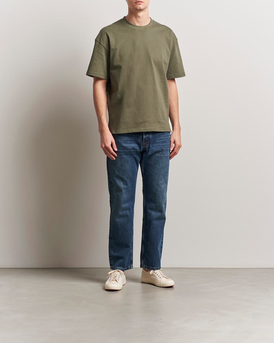Herren | T-Shirts | Bread & Boxers | Textured Heavy Crew Neck T-Shirt Khaki Green