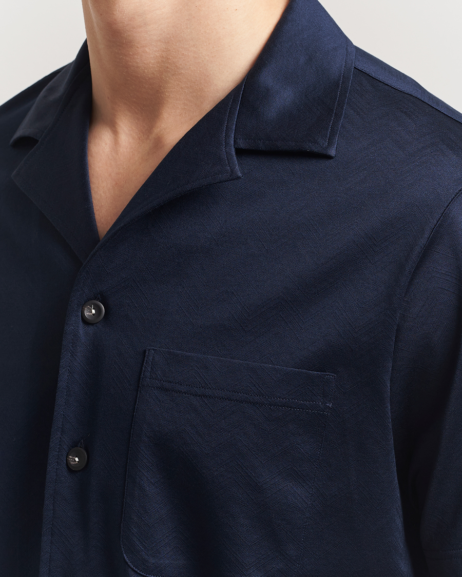 Herren | Hemden | Eton | Filo Di Scozia Short Sleeve Shirt Navy Blue