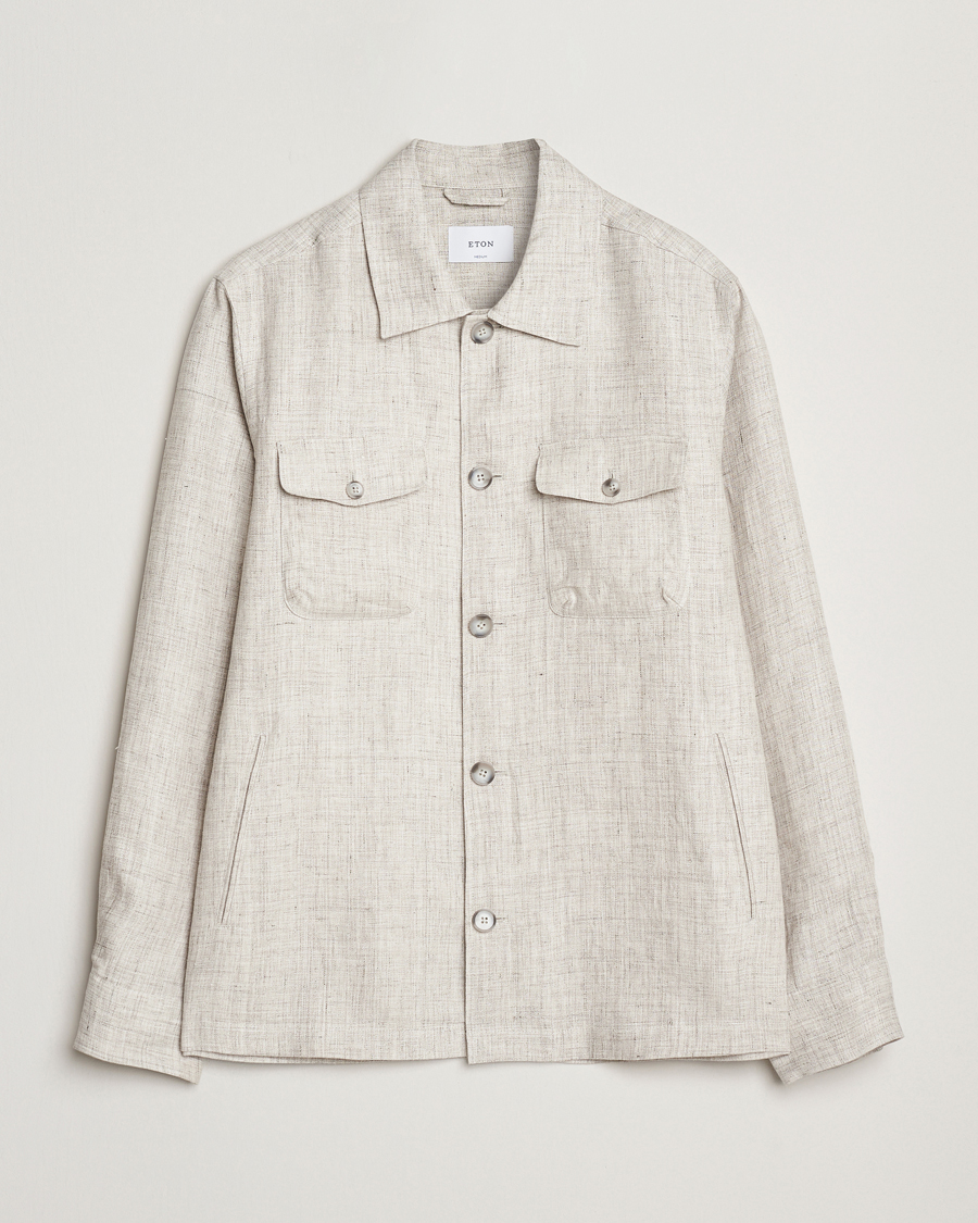 Herren | Hemden | Eton | Linen Four Pocket Overshirt Beige