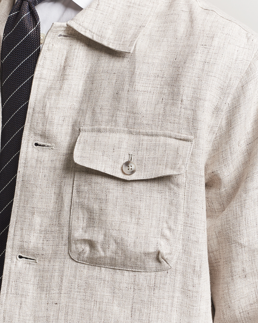Herren | Hemden | Eton | Linen Four Pocket Overshirt Beige