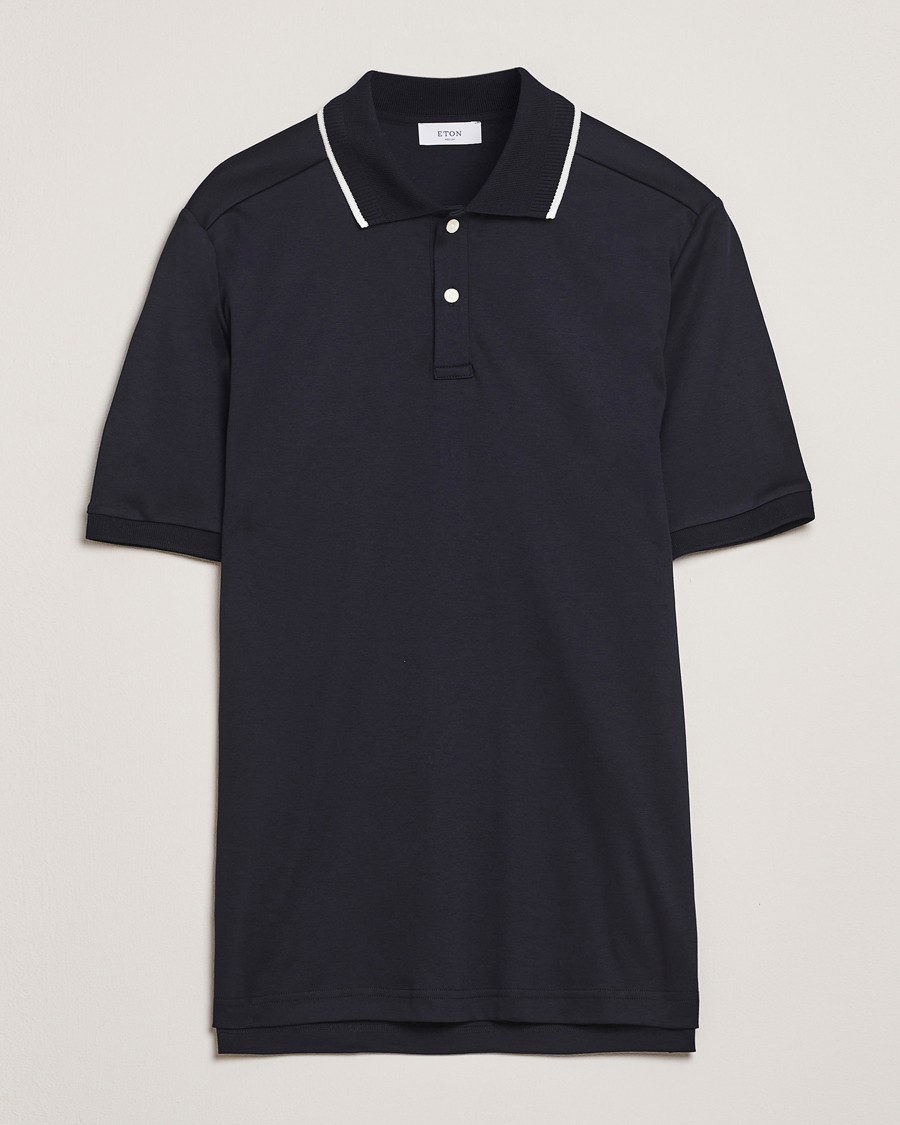 Herren | Poloshirts | Eton | Supima Cotton Interlock Polo Navy Blue