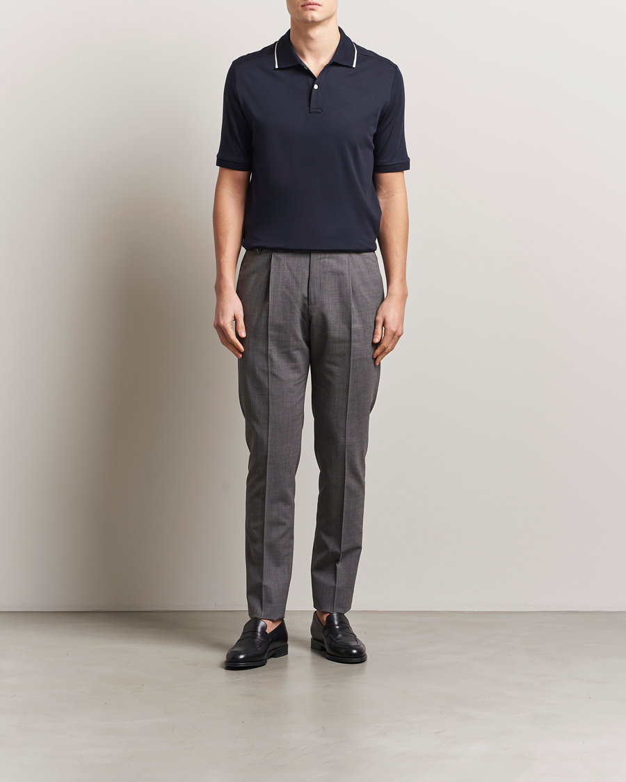 Herren | Poloshirts | Eton | Supima Cotton Interlock Polo Navy Blue