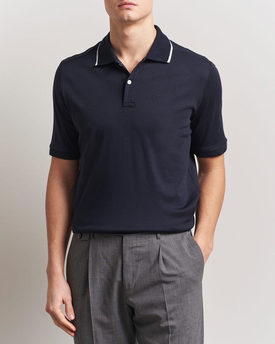 Herren | Poloshirts | Eton | Supima Cotton Interlock Polo Navy Blue
