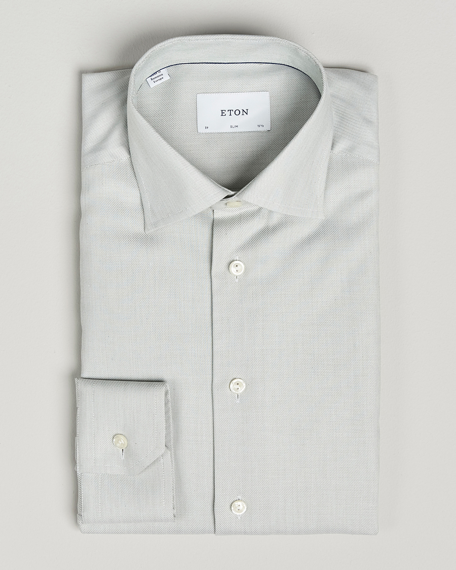 Herren | Hemden | Eton | Slim Fit Fine Twill Shirt Light Green Melange