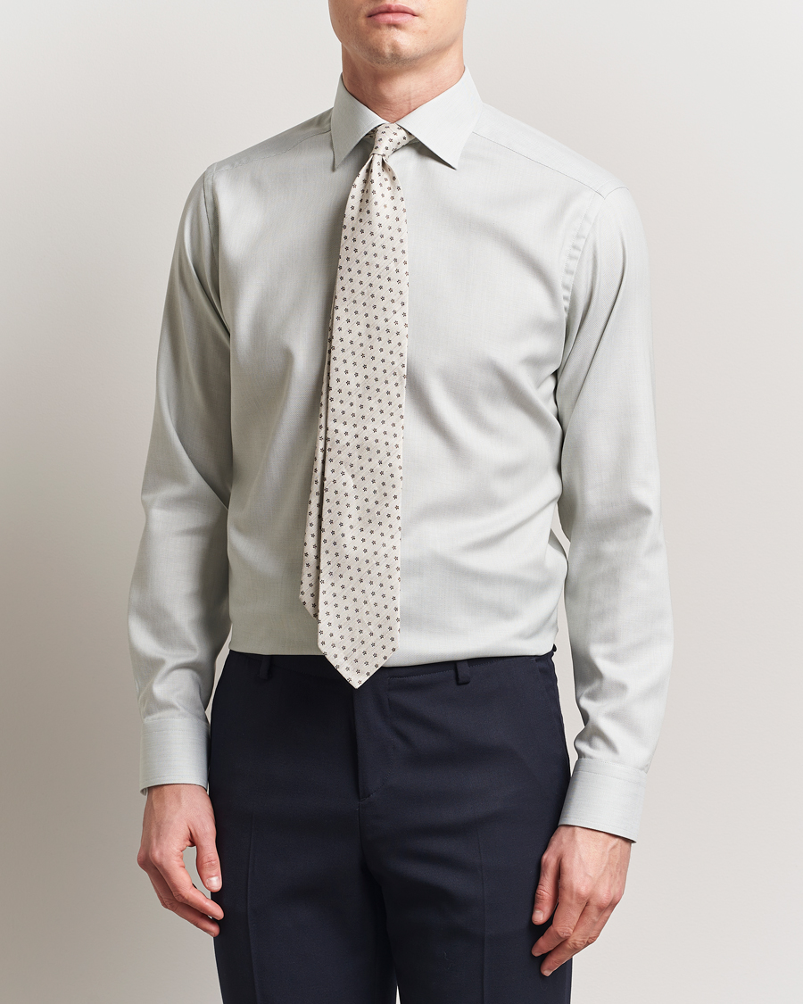 Herren | Hemden | Eton | Slim Fit Fine Twill Shirt Light Green Melange
