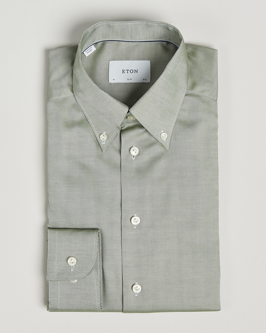 Herren | Hemden | Eton | Slim Fit Wrinkle Free Oxford Shirt Green