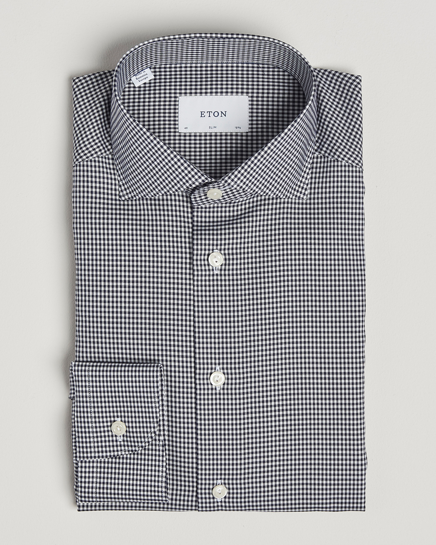 Herren | Hemden | Eton | Slim Fit Checked Signature Shirt Dark Blue/White
