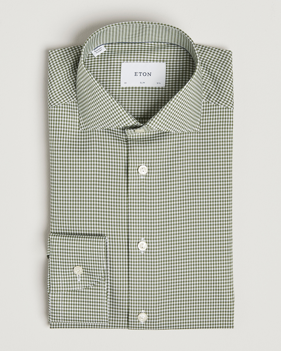 Herren | Hemden | Eton | Slim Fit Checked Signature Shirt Green/White