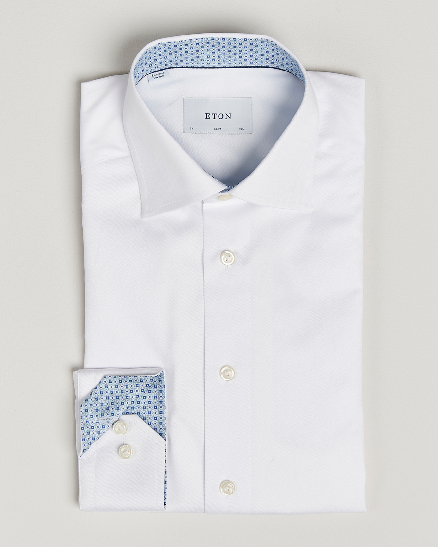 Herren | Hemden | Eton | Slim Fit Signature Twill Contrast Shirt White