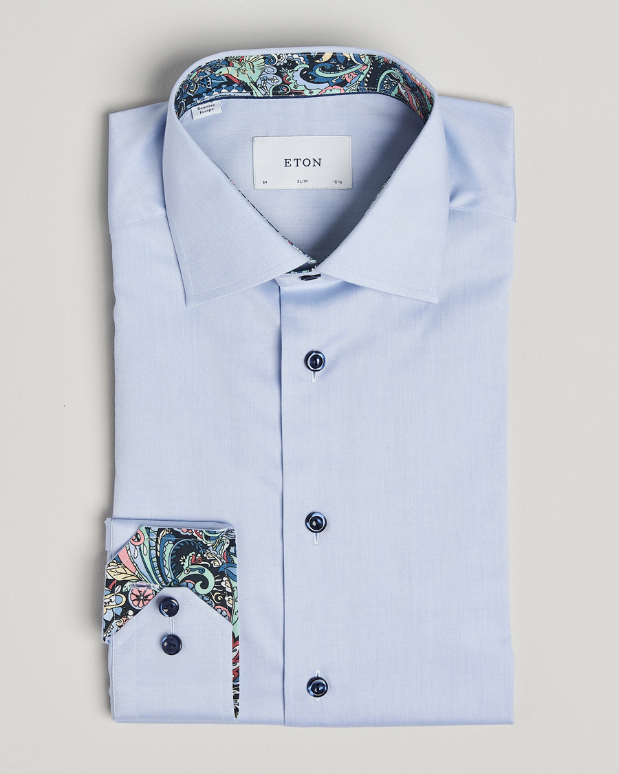 Herren | Hemden | Eton | Slim Fit Signature Twill Contrast Shirt Light Blue