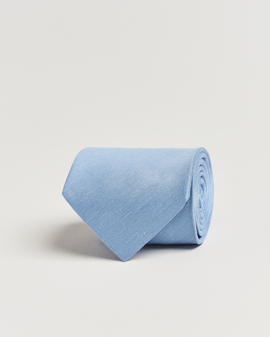 Herren | Eton Silk/Linen Tie Light Blue | Eton | Silk/Linen Tie Light Blue
