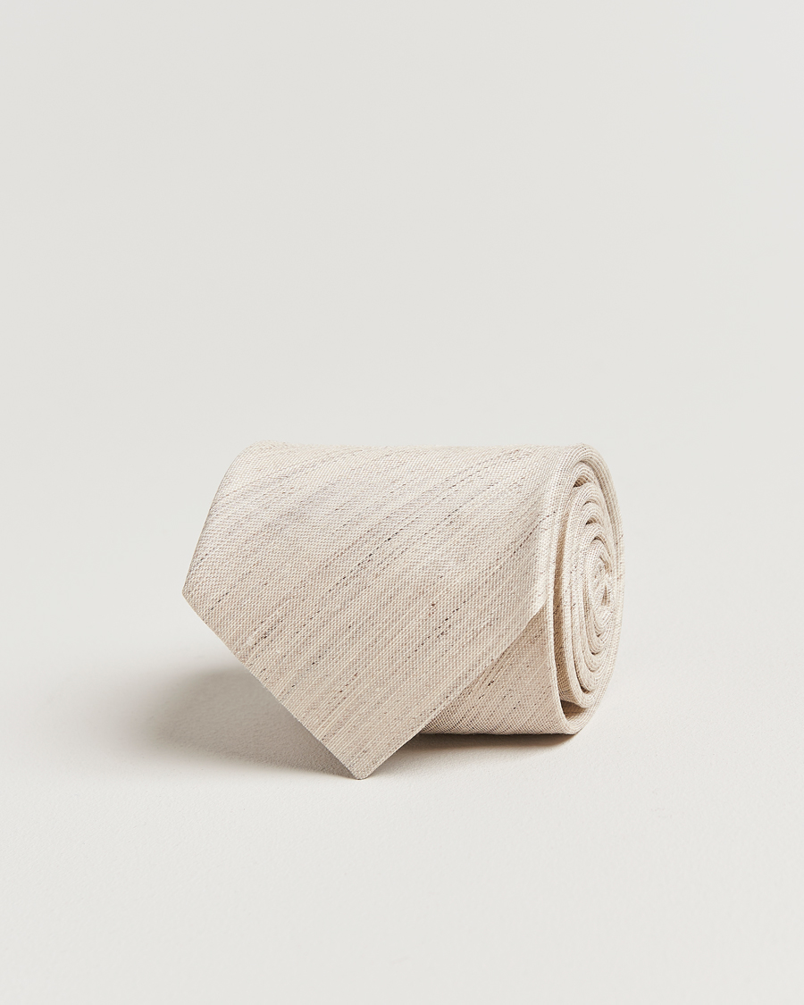 Herren | Eton Silk/Linen Tie Beige | Eton | Silk/Linen Tie Beige