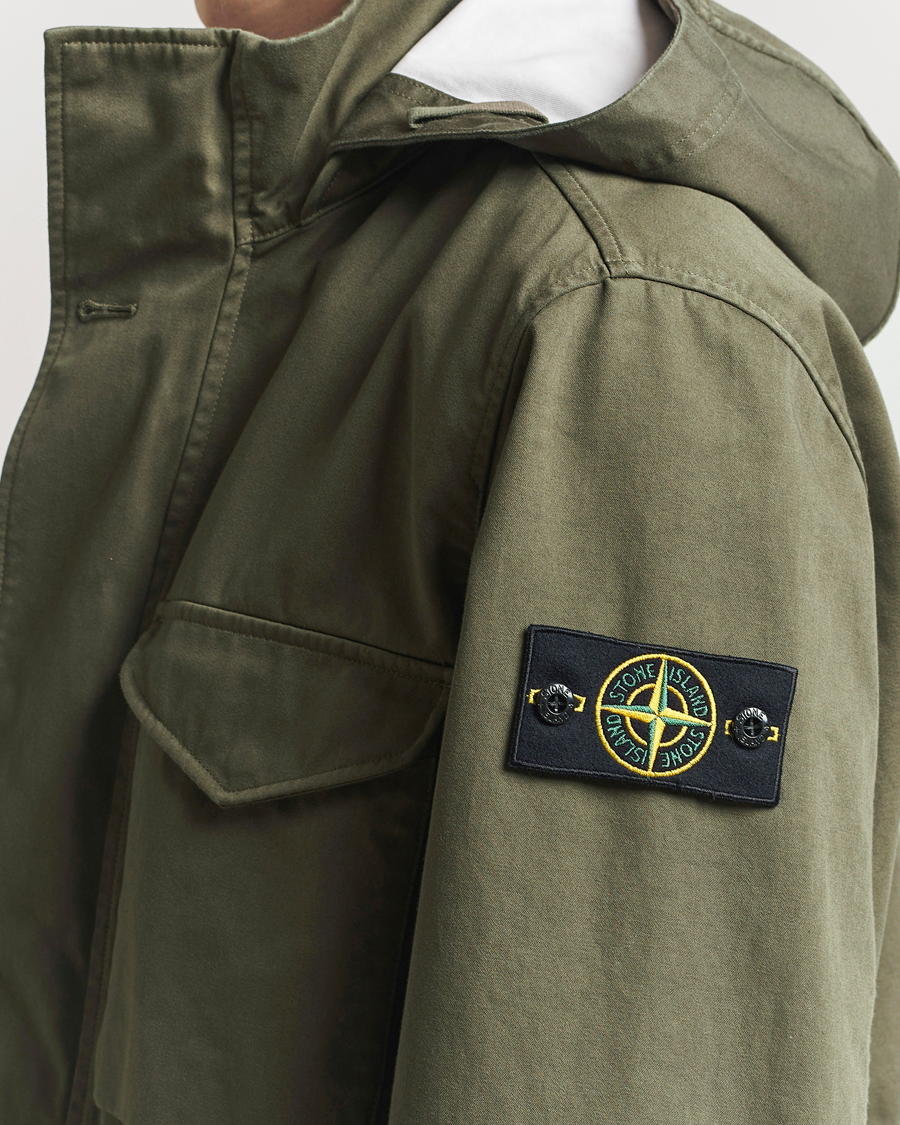 Herren | Jacken | Stone Island | Raso Gommato 3L Cotton Hooded Field Jacket Military Green