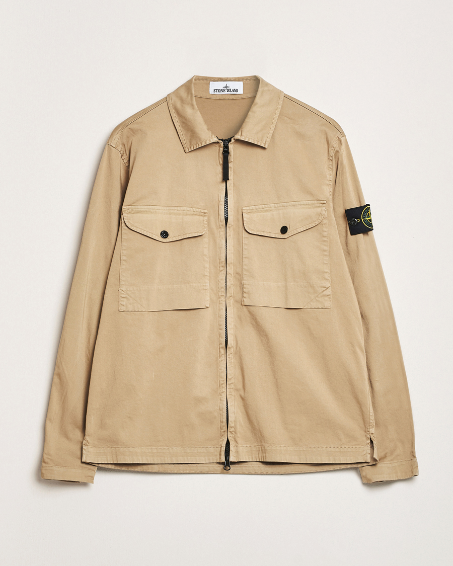 Herren | Hemden | Stone Island | Cotton Stretch Zip Overshirt Biscuit