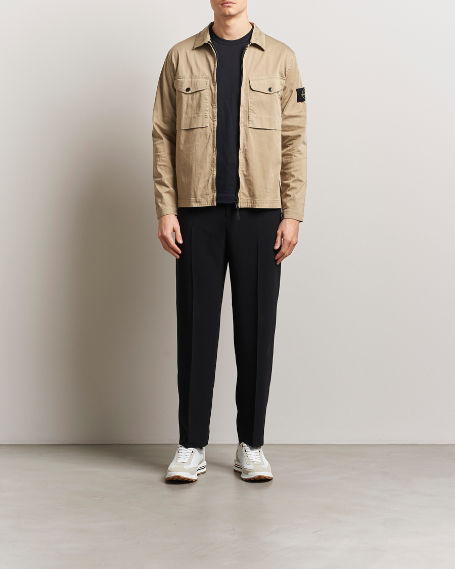 Herren | Hemden | Stone Island | Cotton Stretch Zip Overshirt Biscuit
