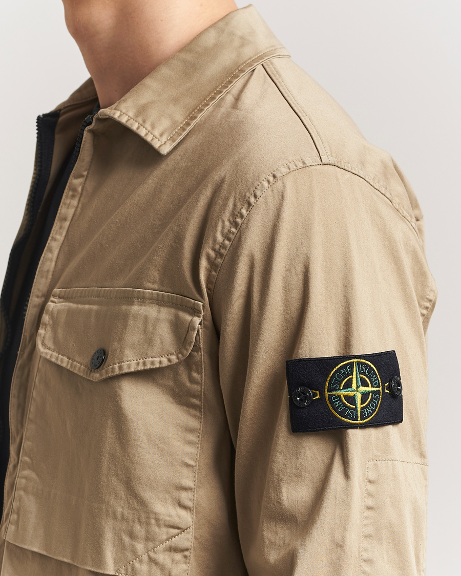 Herren | Hemden | Stone Island | Cotton Stretch Zip Overshirt Biscuit