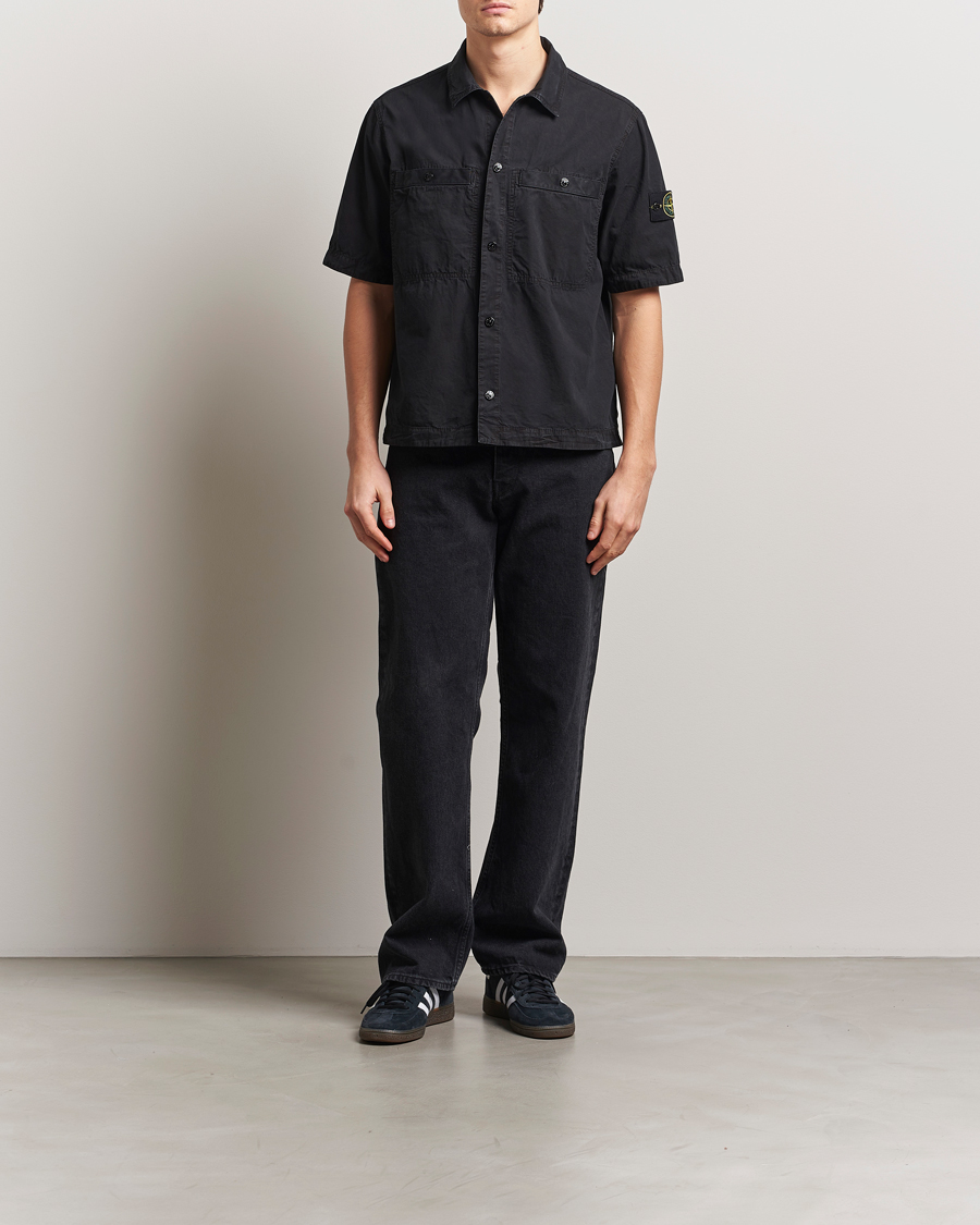 Herren | Hemden | Stone Island | Cotton Canvas Old Effect Short Sleeve Shirt Black