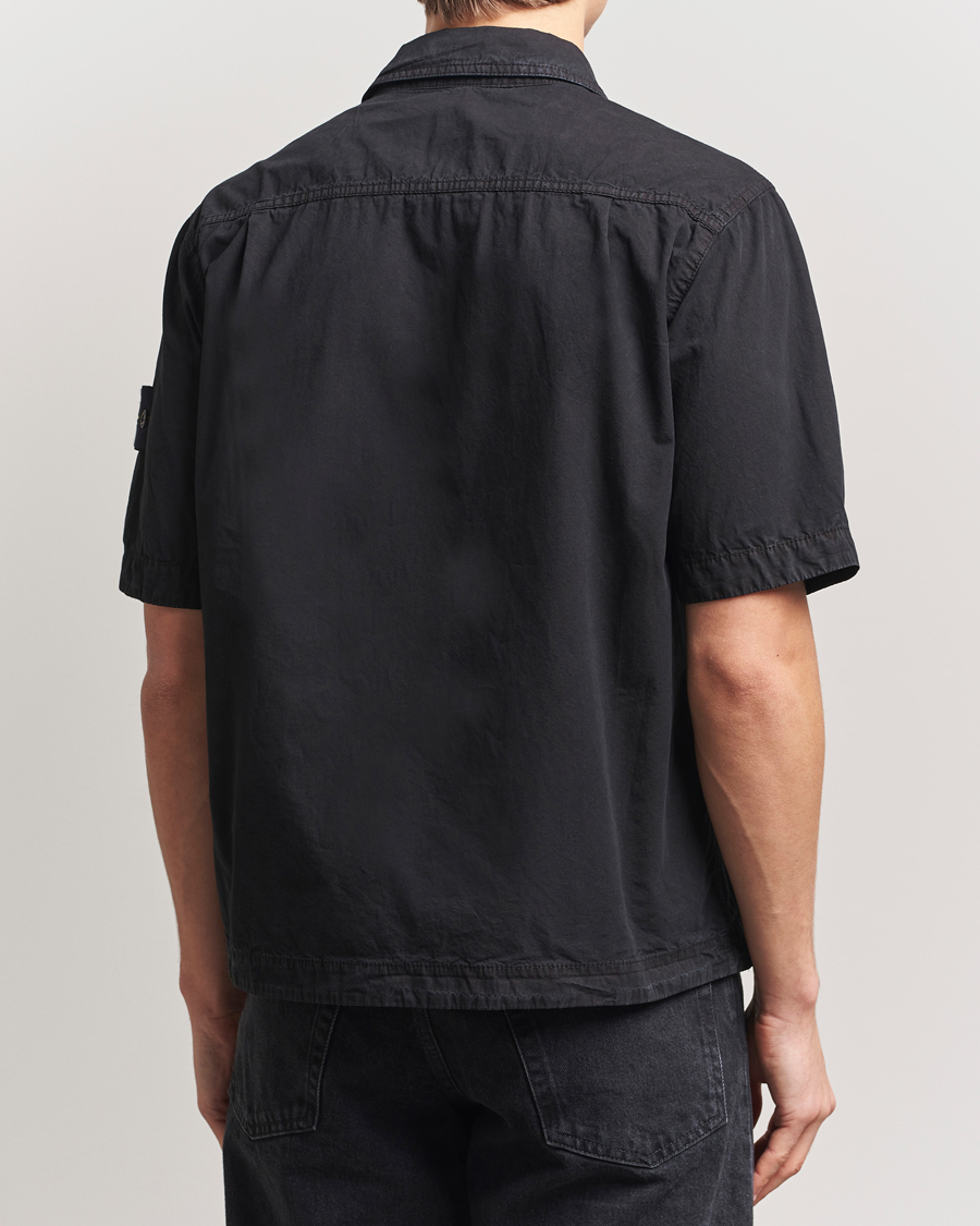 Herren | Hemden | Stone Island | Cotton Canvas Old Effect Short Sleeve Shirt Black