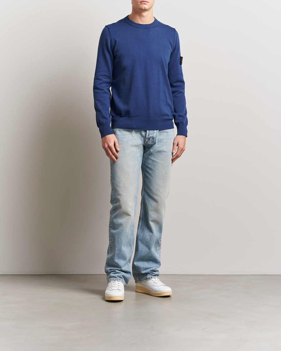 Herren | Pullover | Stone Island | Soft Organic Cotton Crew Neck Blue Marine