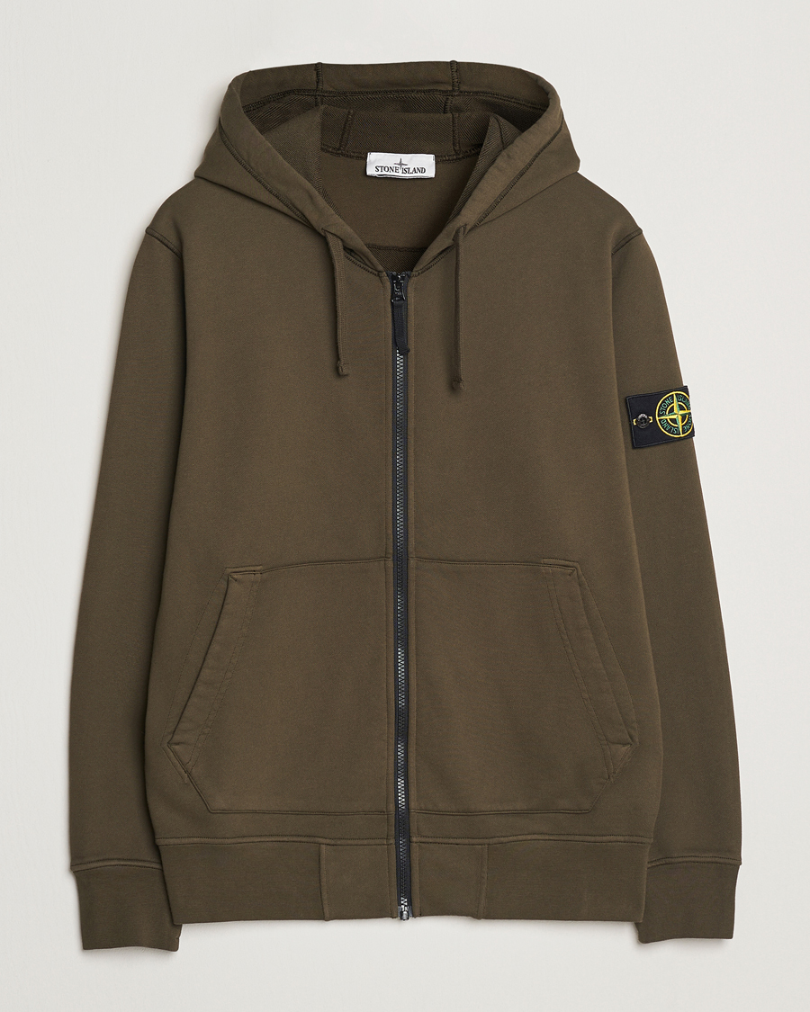 Herren | Pullover | Stone Island | Garment Dyed Fleece Full Zip Hood Military Green