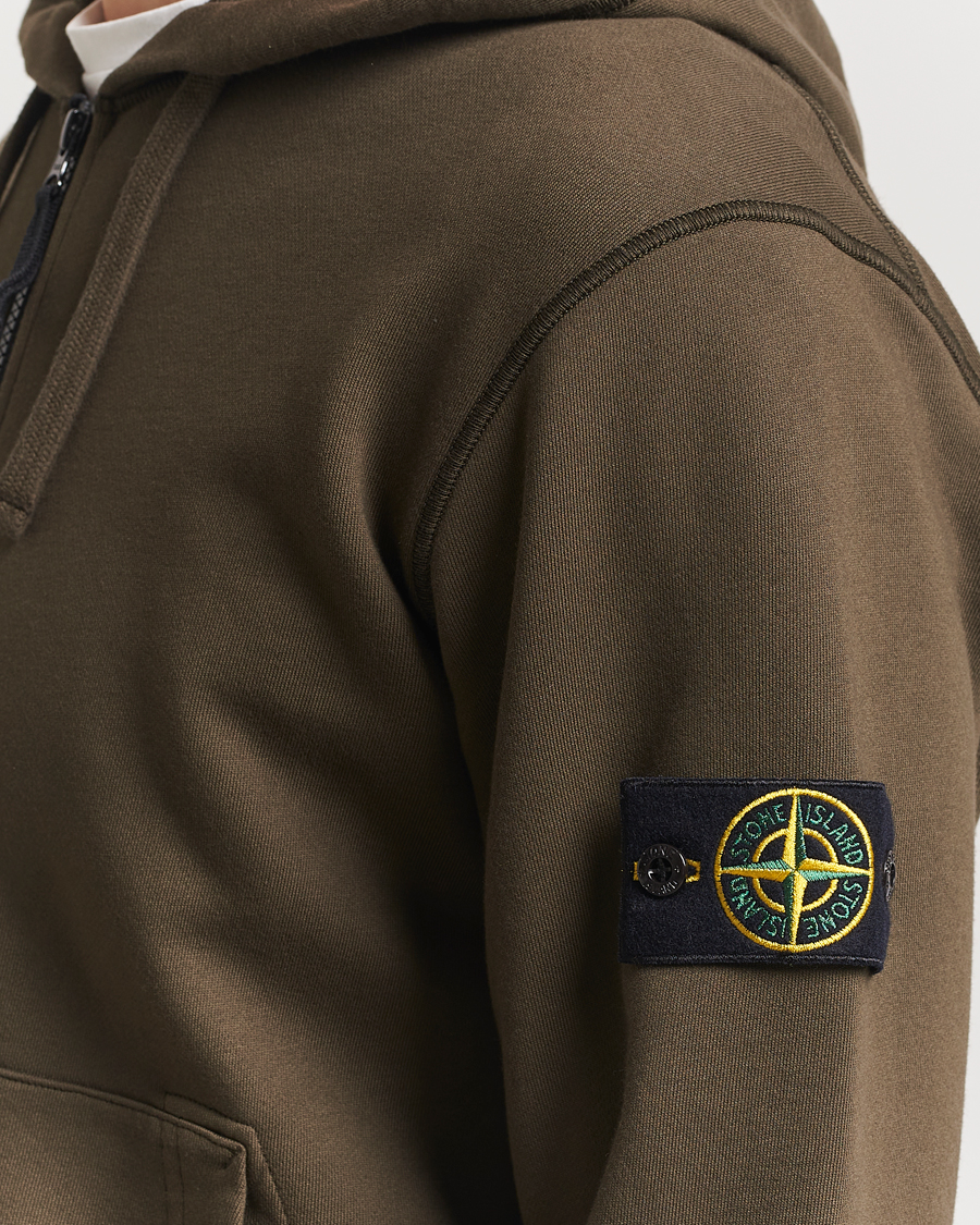 Herren | Pullover | Stone Island | Garment Dyed Fleece Full Zip Hood Military Green
