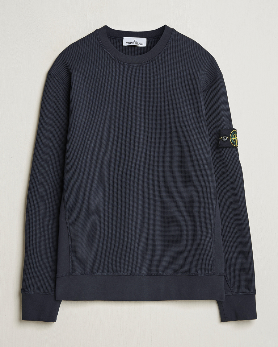 Herren | Pullover | Stone Island | Organic Cotton Waffle Fleece Sweatshirt Navy Blue