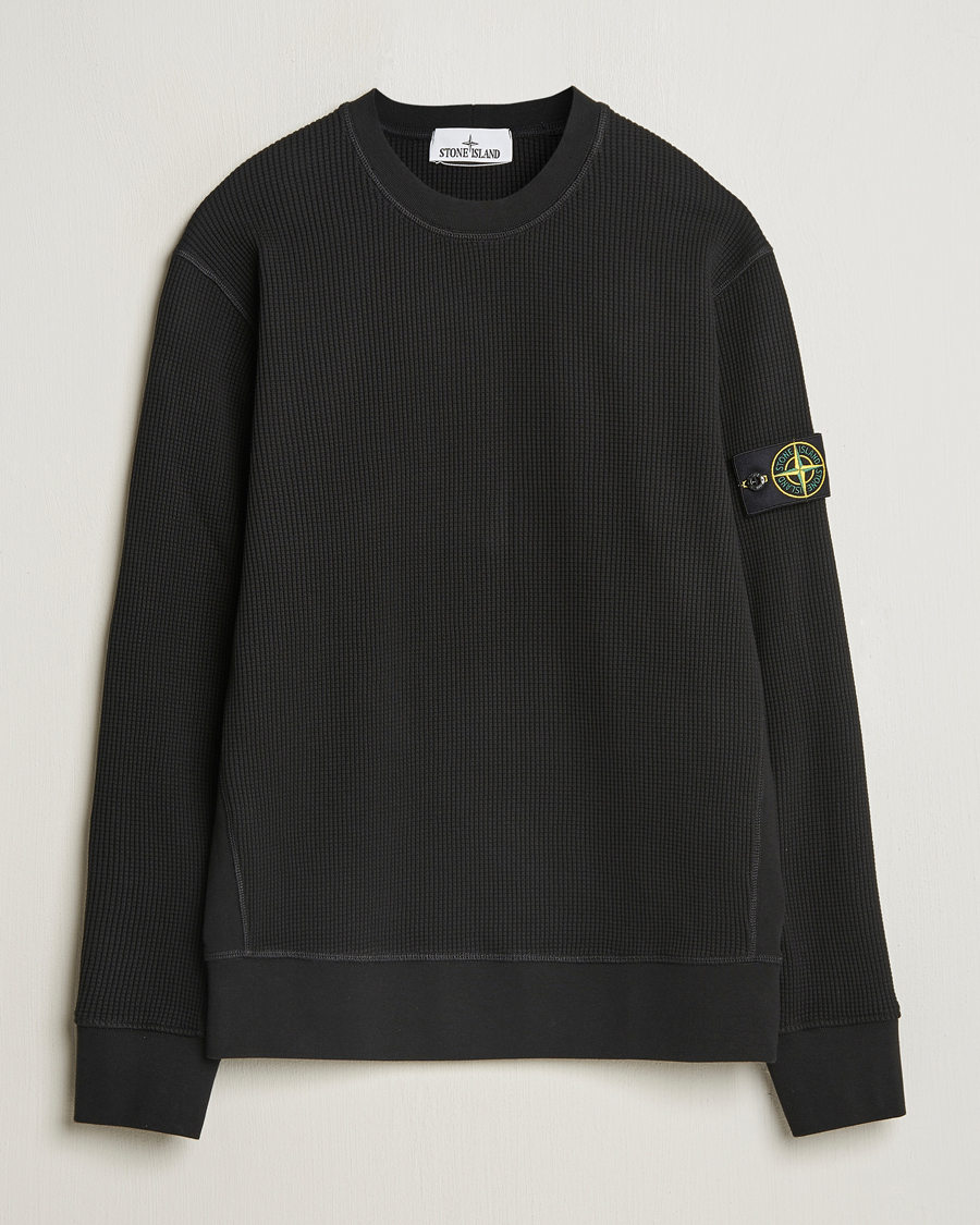 Herren | Pullover | Stone Island | Organic Cotton Waffle Fleece Sweatshirt Black